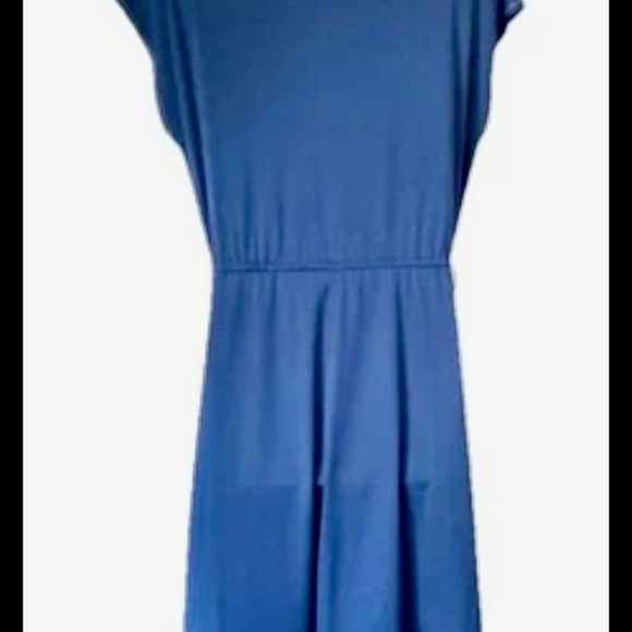 Vintage Women’s  Navy Blue White Maxi Dress Button Down Short Sleeves Collared - Picture 6 of 7